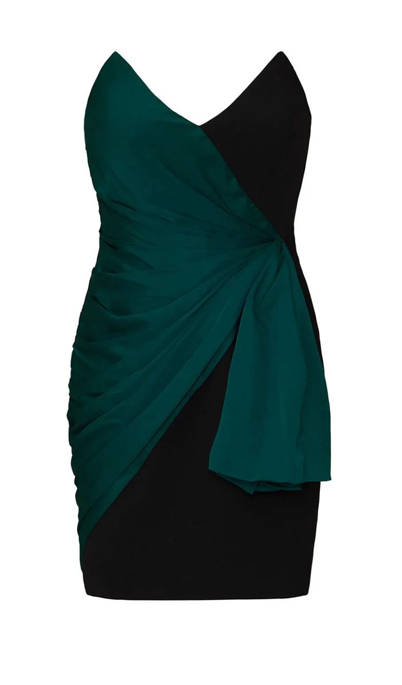 JILL JILL STUART Strapless Cocktail Mini Dress Satin Sheath Teal Black Size 4